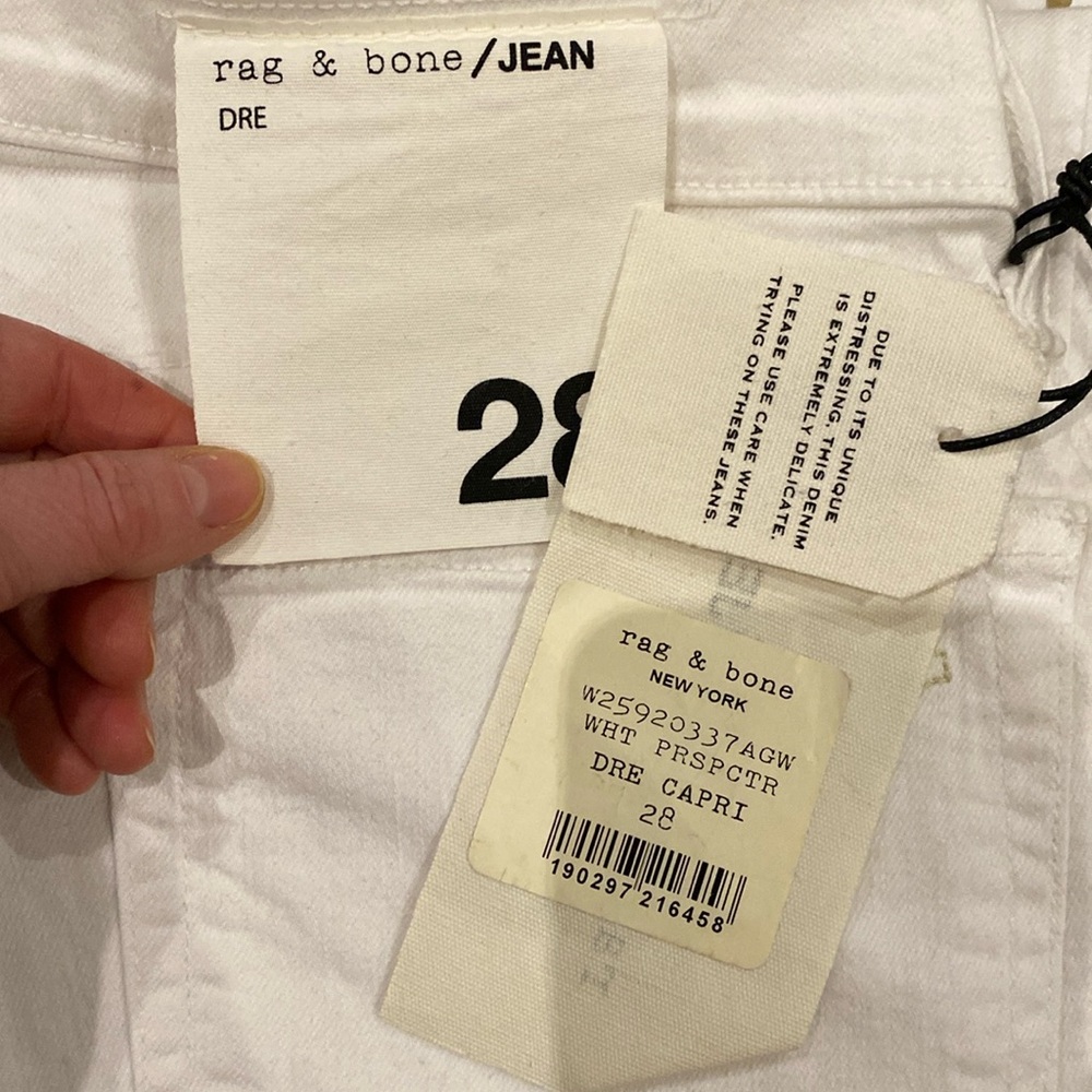NWT rag & bone Jeans White Prospctr Dre Capri Distressed Size 26, 28, 29 or 30 - Picture 8 of 16
